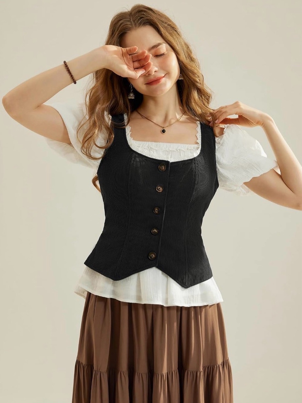Scarlet Darkness Women Renaissance Corset Vintage Corduroy Pirate Vest Cottage